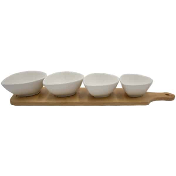 Snack Server 4 Bowls with Bamboo Base