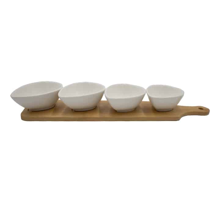 Snack Server 4 Bowls with Bamboo Base