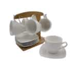Cup & Saucer Set with Wooden Stand