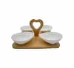 Snack Server 4 Bowls with Bamboo Base