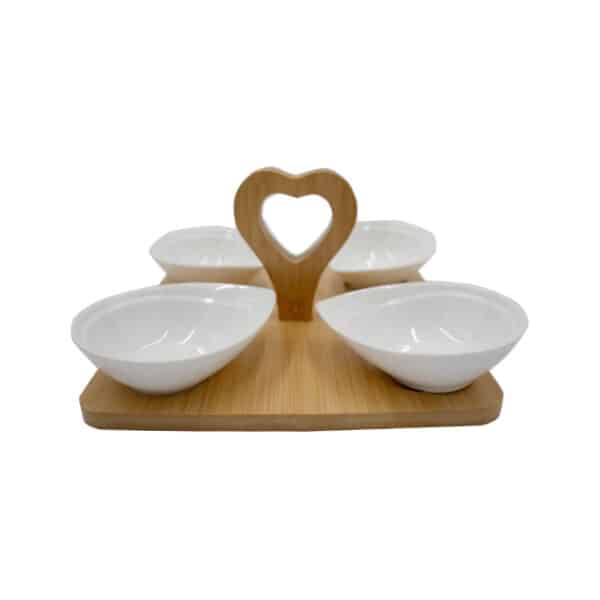 Snack Server 4 Bowls with Bamboo Base
