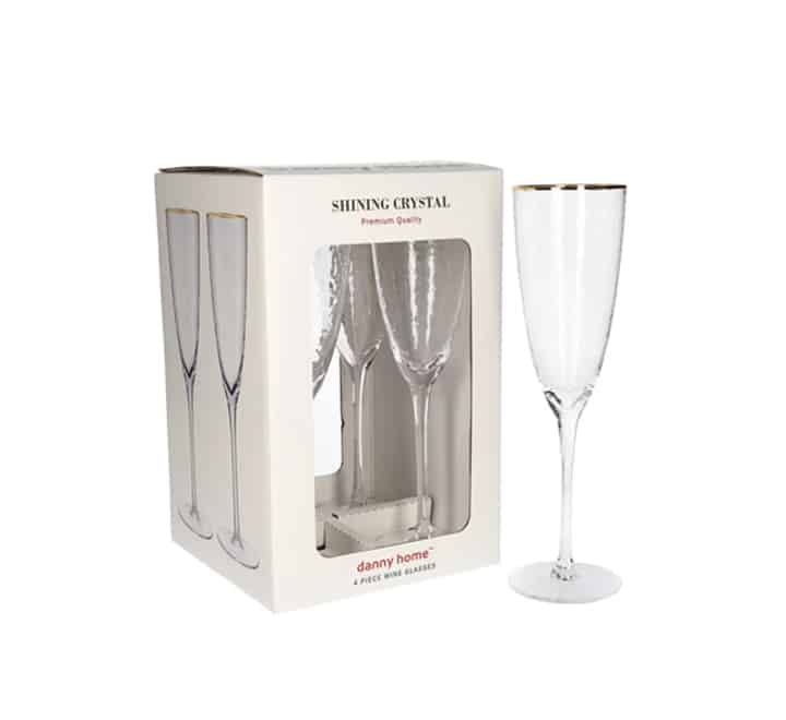 4pc Gold Rim Champagne Glass
