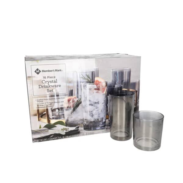 Members Mark 16pc Drinkware Set Grey