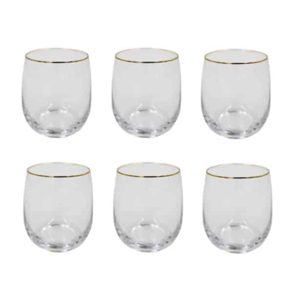 6pc Gold Rim Whiskey Glass (345ml)