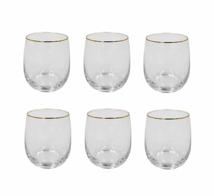 6pc Gold Rim Whiskey Glass (345ml)