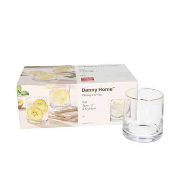 6pc Gold Rim Whiskey Glass (280ml)