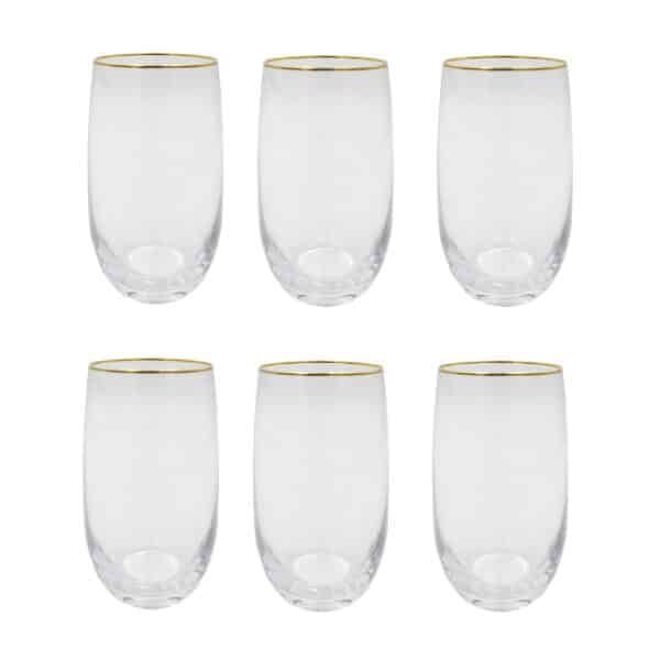 6pc Gold Rim Drinking Glass