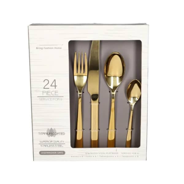 Stainless Steel Cutlery Set 24pc Gold