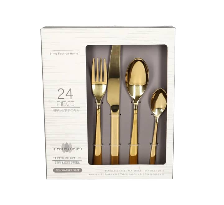 Stainless Steel Cutlery Set 24pc Gold