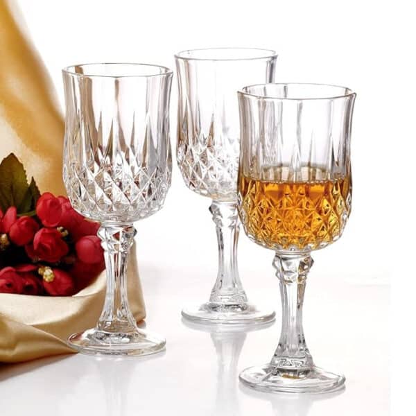 Clear Patterned Wine Glass 6pc