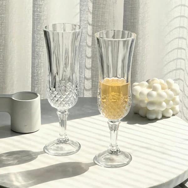 Clear Patterned Champagne Glass 6pc