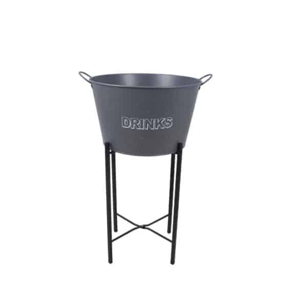 Grey Bar Butler Wine Bucket on Black Stand