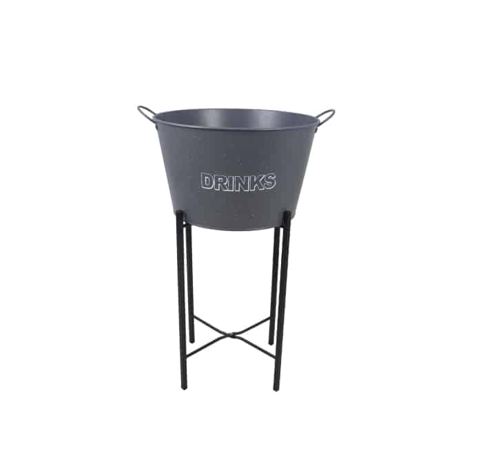 Grey Bar Butler Wine Bucket on Black Stand