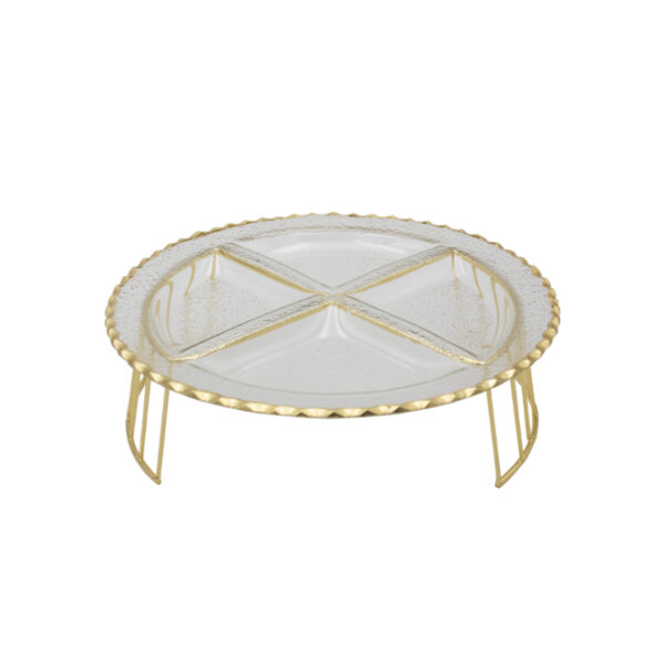 4 Division Glass Snack Serving Stand