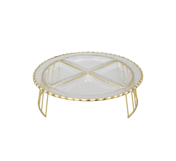 4 Division Glass Snack Serving Stand