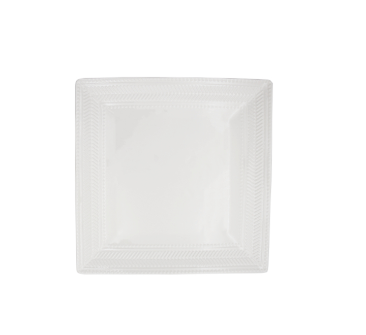 Square Dinner Plate with Pattern Rim 10.5″
