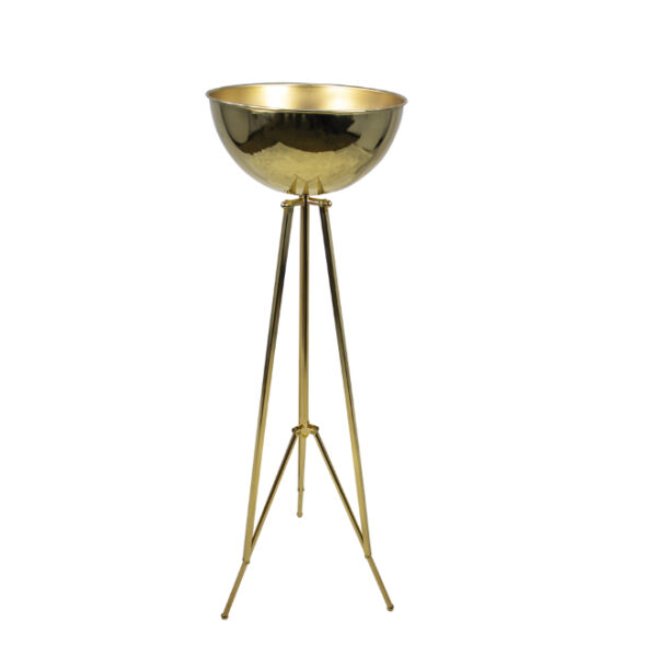 Metal Gold Flower Pot on Tripod Stand 109cm