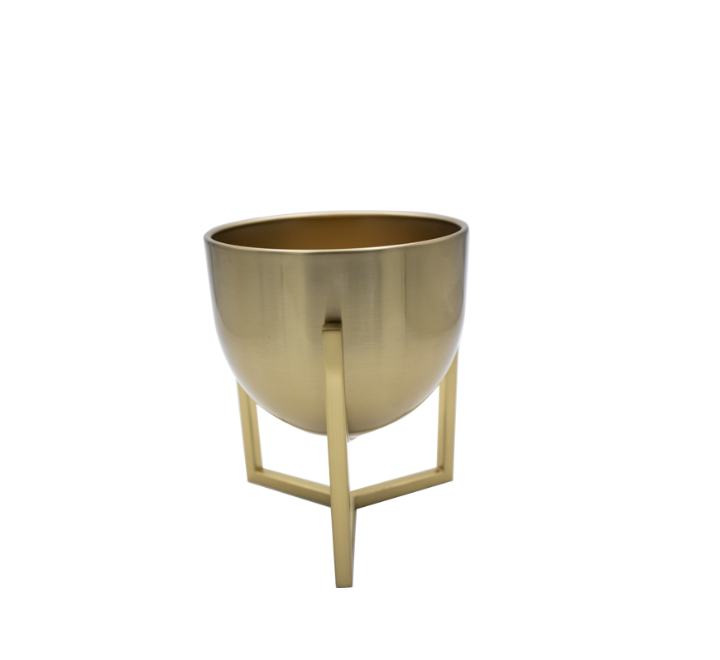 Metal Vase on Gold Stand 18x15cm