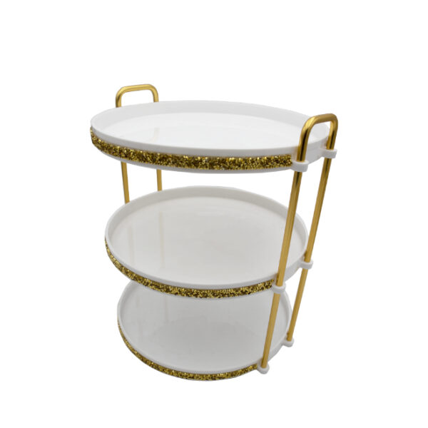 3 Layer Display Stand White/Gold