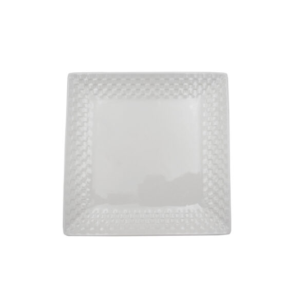 White Blocks Pattern Boarder Side Plate 8"