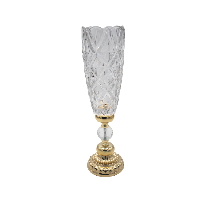 Gold Footed Glass Vase