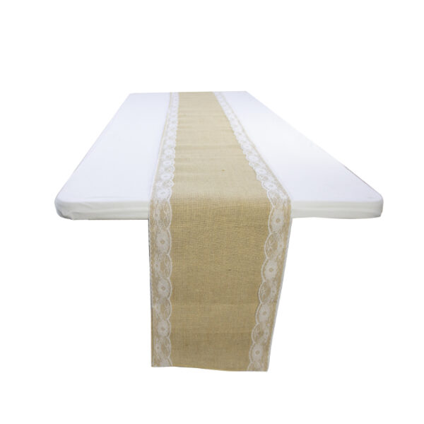 Hessian Table Runner with Lace 2.75m