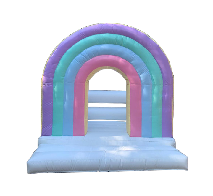 White Jumping Castle with Rainbow Arch 3x3m