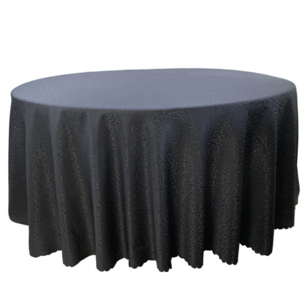 Black Round Table Cloth Flower Pattern