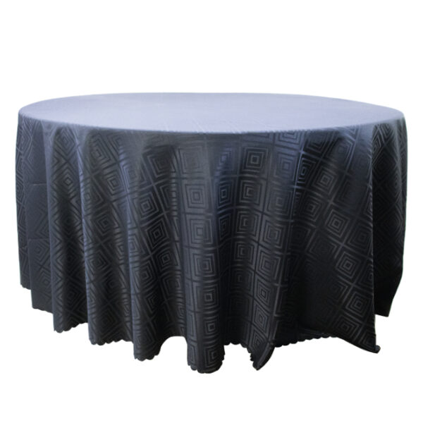 Round Table Cloth Diamond Pattern Black