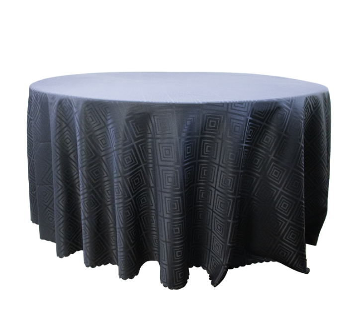 Round Table Cloth Diamond Pattern Black