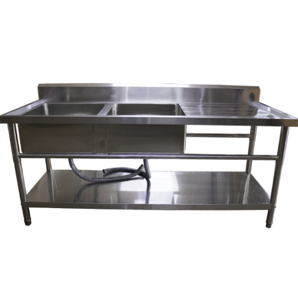 1.8m Prep Double Bowl Sink with Under Shelf