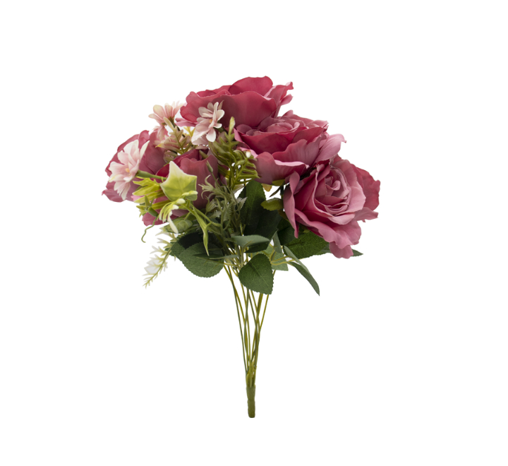 Dark Pink Artificial Rose Bunch