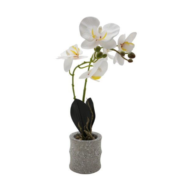 White Artificial Orchid in Pot Plant