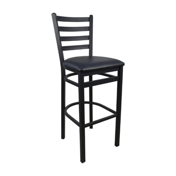 Metal Ladder-Back Bar Stool Black Seat