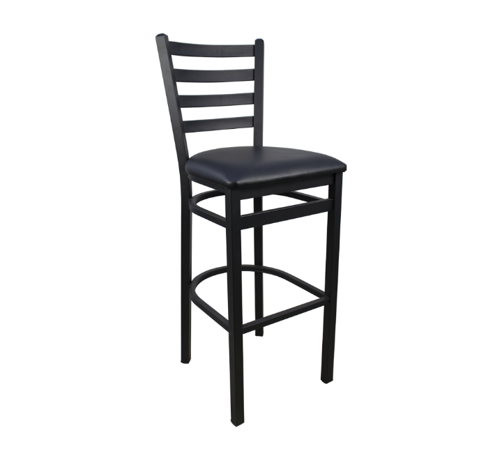 Metal Ladder-Back Bar Stool Black Seat