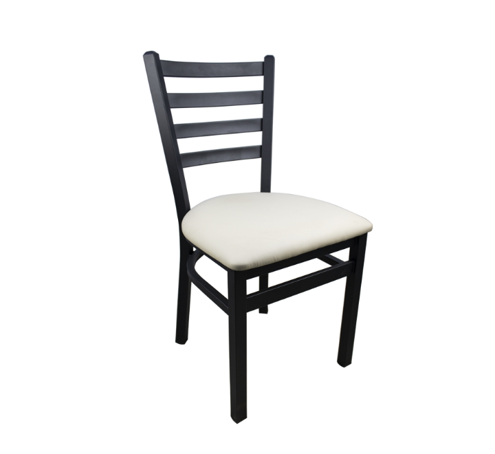 Metal Ladder-Back Chair Beige Seat