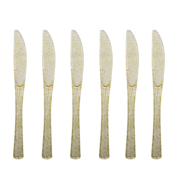 Clear Plastic Knives with Gold Glitter 24pc