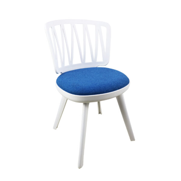 Mandy Cafeteria Plastic Chair with Blue Cushion