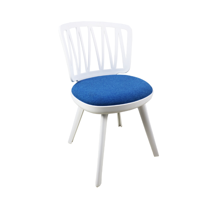 Mandy Cafeteria Plastic Chair with Blue Cushion