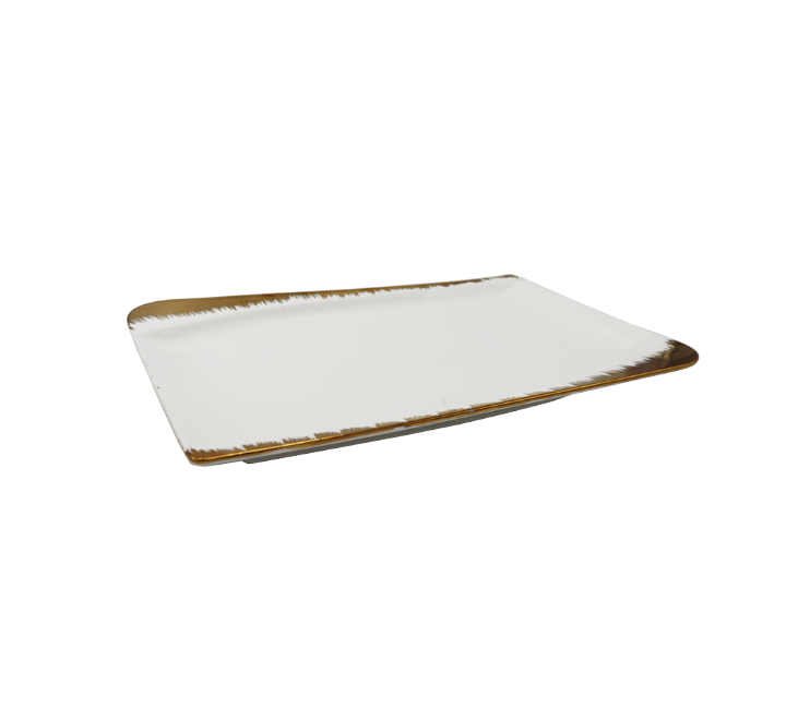 Ceramic Platter White/Gold