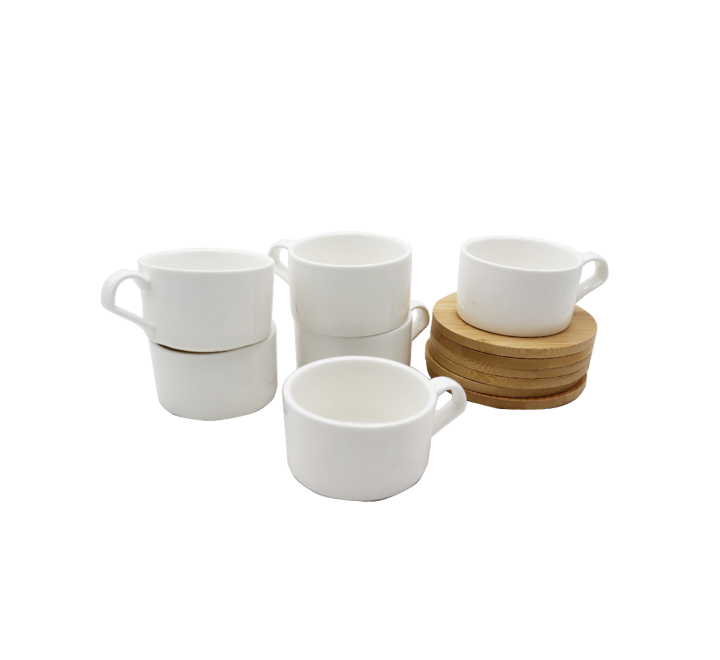 Cup and Saucer Set 12pc (Wooden Saucer)