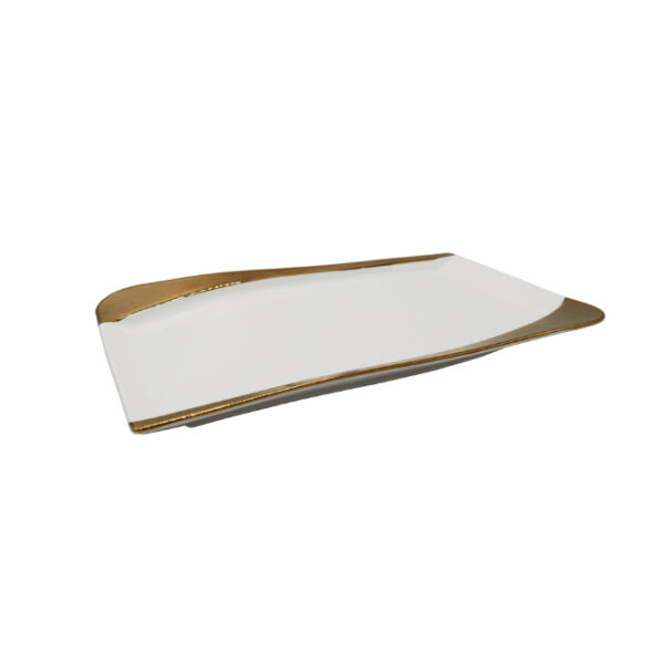 Ceramic Platter White/Rose Gold
