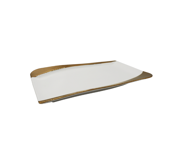 Ceramic Platter White/Rose Gold