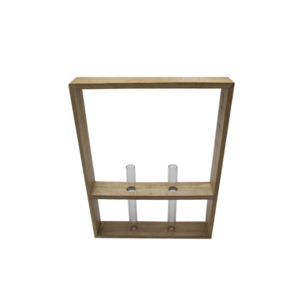 Wooden Centrepiece with 2 Glass Tubes