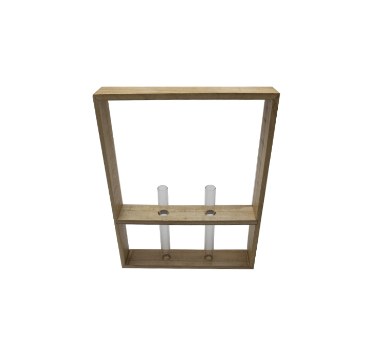 Wooden Centrepiece with 2 Glass Tubes