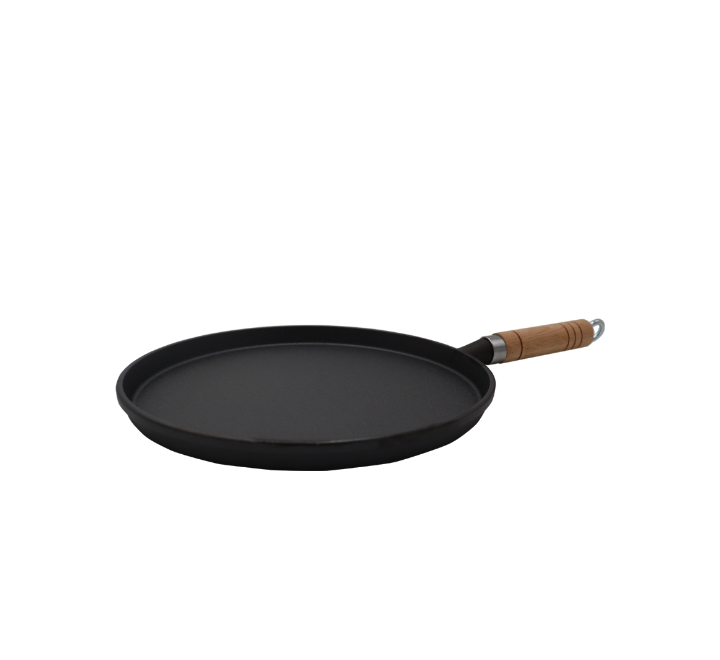Cast Iron Roti/Crepe Pan with Wooden Handle