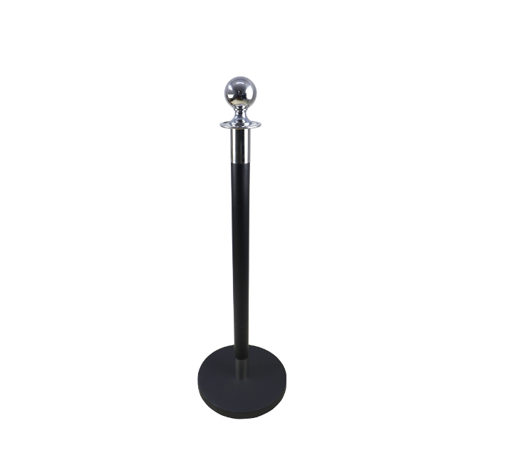 Round top stanchion pole black/silver