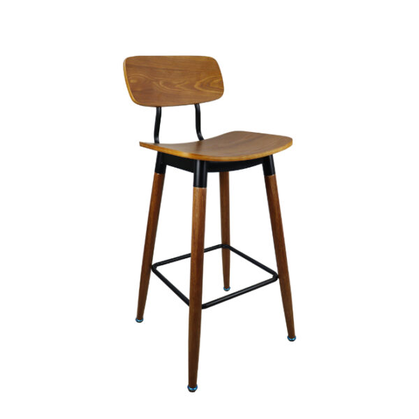 Modern Bar Stool with Dark Wood Seat