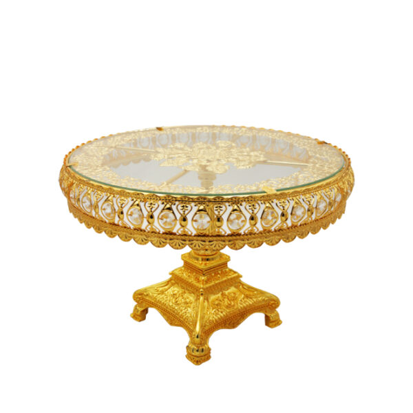 Gold Footed Round Glass Cake Stand