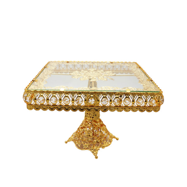 Gold Footed Square Glass Cake Stand